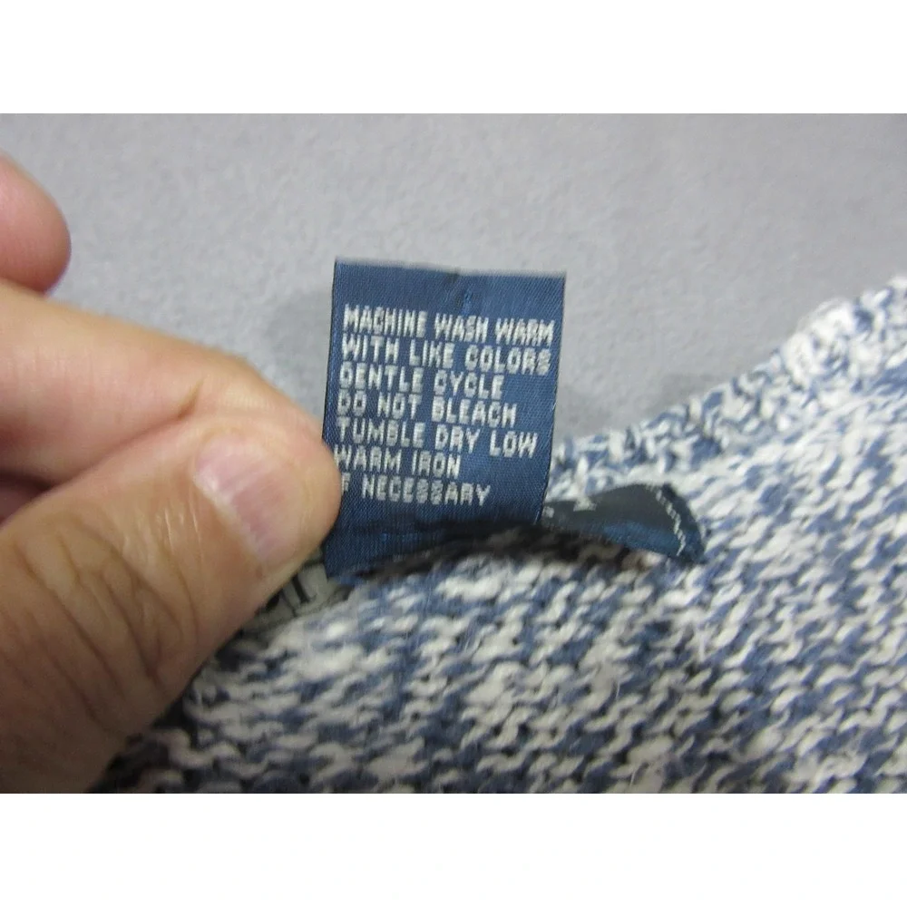Old Navy Vtg Sweater Mens Large Blue Marled Ramie Cotton Knit Crewneck
